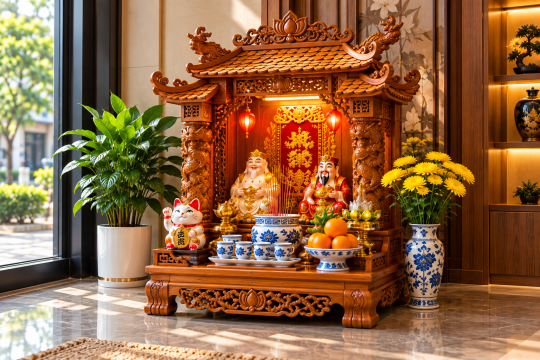 Bàn Thờ Ông Địa Có Mái Đẹp – Cách Chọn Mẫu Phù Hợp